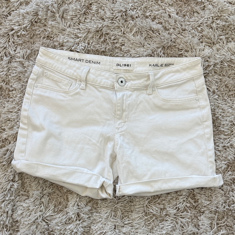 DL1961 Karlie Boyfriend White Denim Shorts Size 28